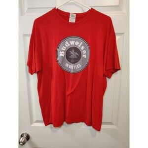 Budweiser in Bottles - Vintage Mens L Heavy Duty Tee - Red - Anheuser Busch